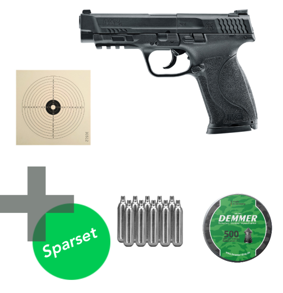Smith & Wesson M&P45 M2.0 CO2 Luftpistole 4,5 mm Diabolo schwarz + 500 Diabolos + 10 Papierzielsche