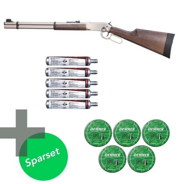 Walther Lever Action Steel Finish CO2 Luftgewehr 4,5 mm Diabolo inkl. 2500 Diabolos und 5 x CO2 Kaps