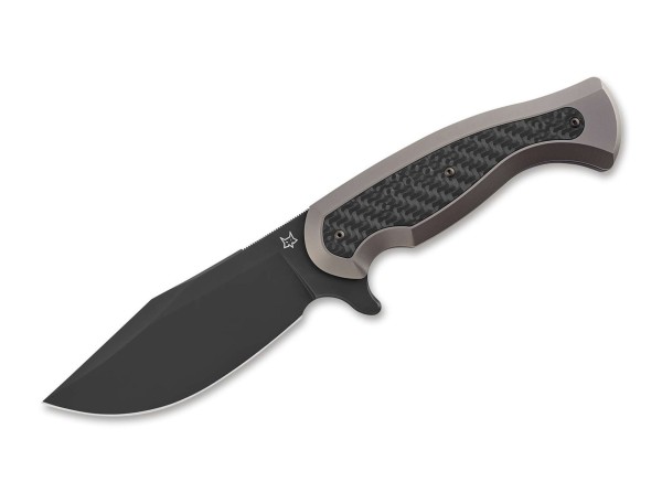 Fox Knives East Wood Tiger Titanium CF Feststehendes Messer grau