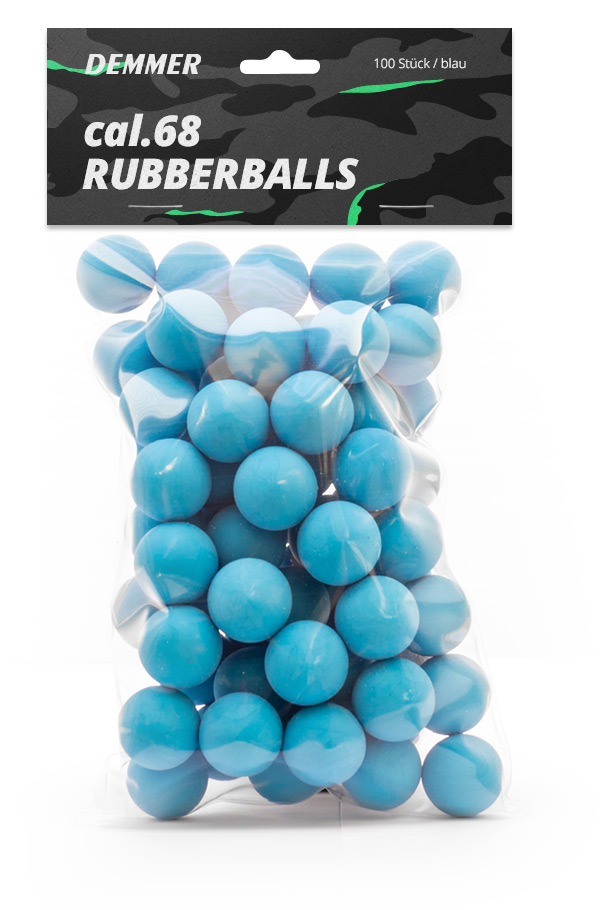HSB Rubberballs schwarz/ blau kal.68 100Stk. 