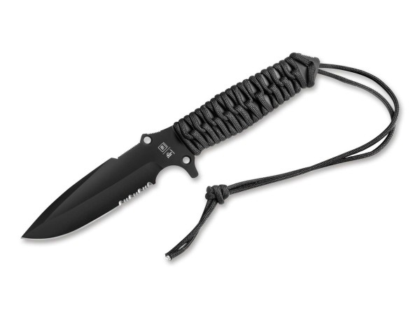 TB Outdoor Maraudeur Paracord Black Serrated Feststehendes Messer schwarz