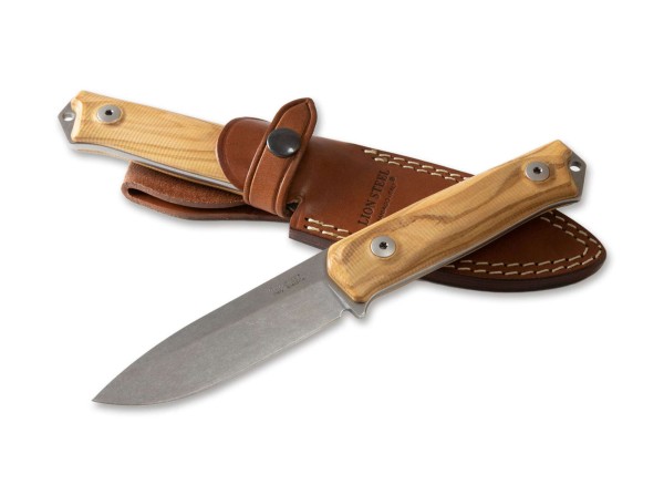 LionSteel B41 Bushcraft Olive Wood Feststehendes Messer braun