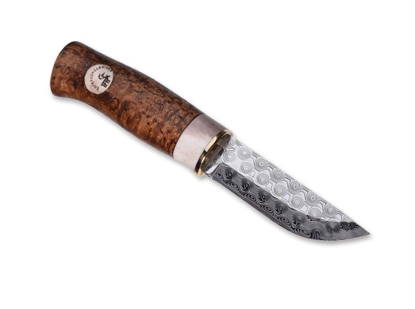 Karesuando Älgen Brun Damasteel Rose Feststehendes Messer braun