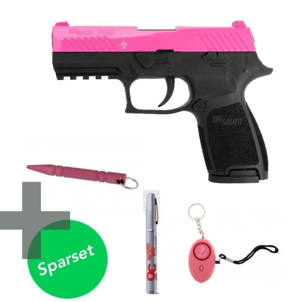 Ladies Set Sig Sauer P320 Schreckschuss Pistole 9 mm P.A.K pink inkl. Kubotan, Pfefferspray, Schutz
