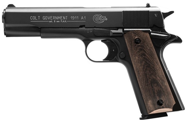 Colt Government 1911 A1 Schreckschuss Pistole 9 mm P.A.K. brüniert mit Holzgriff dunkel