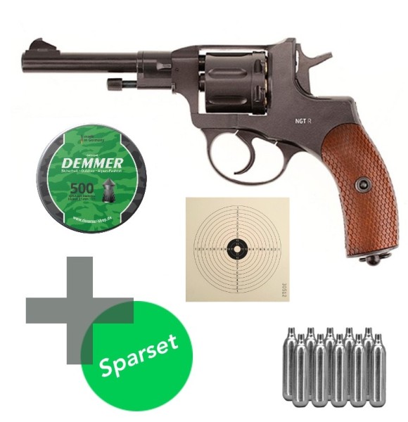 Gletcher NGT-R CO2 Revolver 4,5 mm Diabolo inkl. 500 Schuss, 10 CO2 Kapseln und 10 Zielscheiben