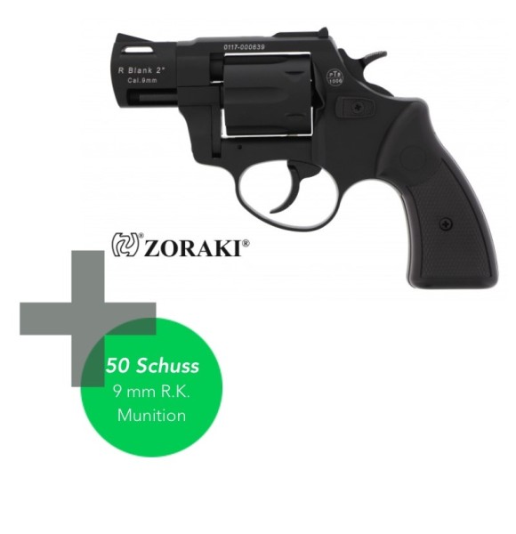 Zoraki R2 Schreckschuss Revolver 9 mm R.K. 2" schwarz + 50 Demmer Platzpatronen