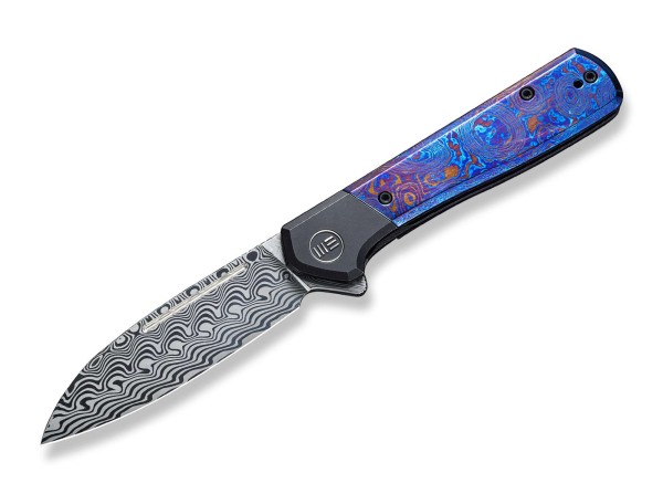 WE Knife Soothsayer Damascus Purple Timascus Taschenmesser blau