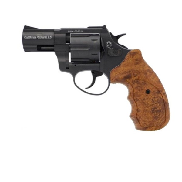 Zoraki R1 Schreckschuss Revolver 9 mm R.K. 2,5" schwarz mit Holzoptikgriffschalen