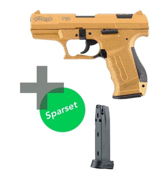 Walther P99 Schreckschuss Pistole 9 mm P.A.K. limitierte Gold Edition inkl. extra 17 Schuss Magazin