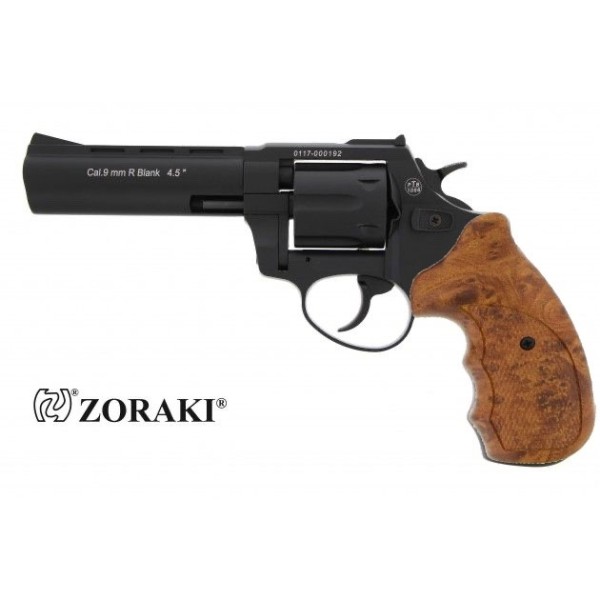 Zoraki R1 Schreckschuss Revolver 9 mm R.K 4,5" schwarz mit Holzoptikgriffschalen