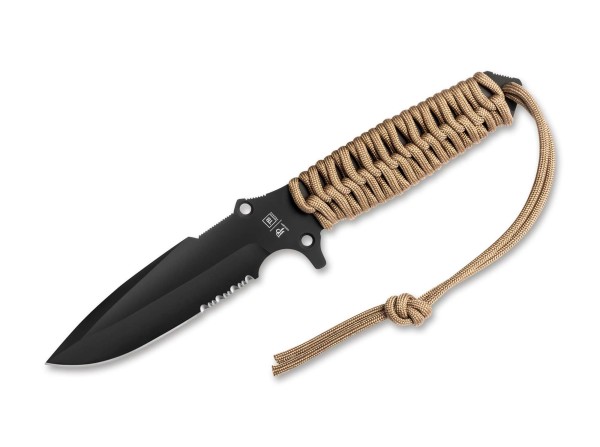 TB Outdoor Maraudeur Paracord Brown Serrated Feststehendes Messer braun