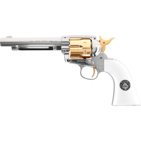 Colt SAA .45 - 5.5" Smoke Wagon CO2 Revolver 4,5 mm Diabolo Polished Chrome-Finish/Gold