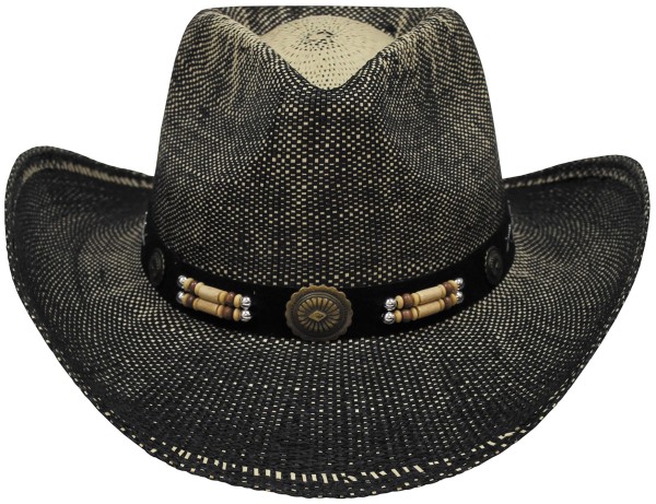 Strohhut mit Hutband Texas schwarz/braun