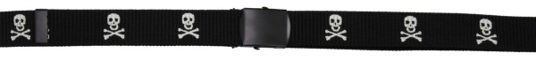 Gürtel "Totenkopf" schwarz mit Metallschloß 30 mm