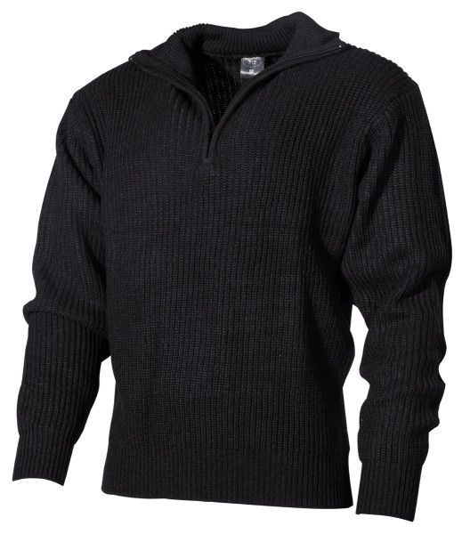 Isländer Pullover Troyer schwarz mit Reißverschluß