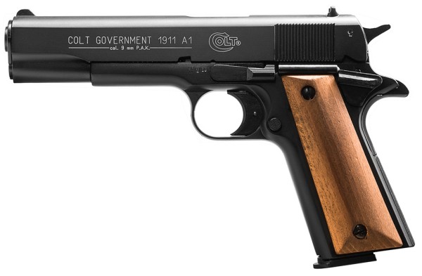 Colt Government 1911 A1 Schreckschuss Pistole 9 mm P.A.K. brüniert mit Holzgriff