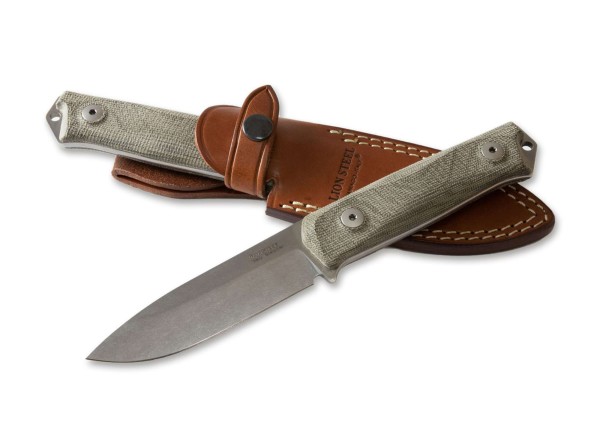 LionSteel B41 Bushcraft Micarta Green Feststehendes Messer grün