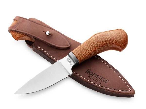 LionSteel Willy Micarta Natural Feststehendes Messer braun