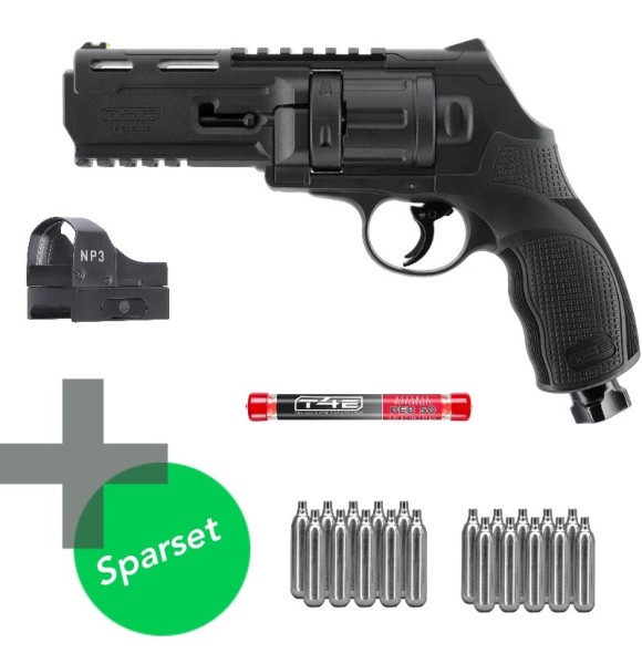 T4E TR 50 Gen2 Revolver Kaliber .50 schwarz inkl. 10 Pepperballs, Red Dot und 20 CO2 Kapseln