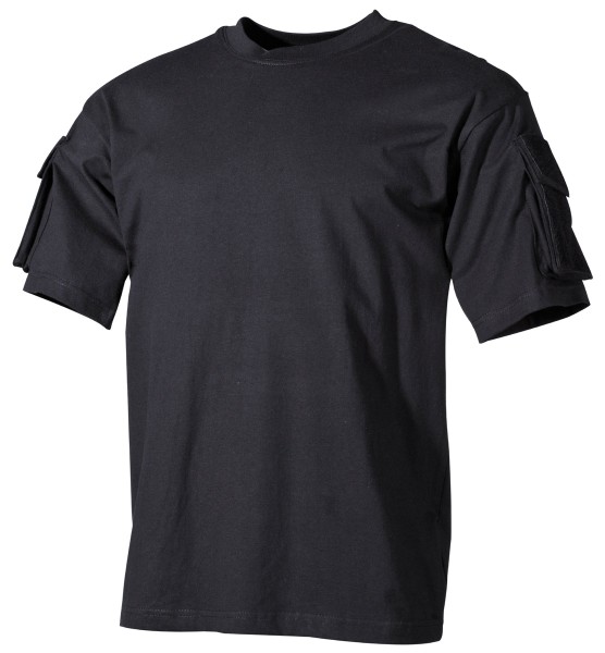 US T-Shirt halbarm schwarz mit Ärmeltaschen