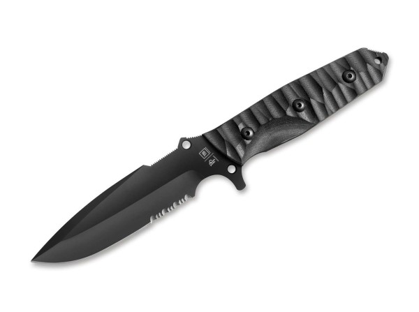 TB Outdoor Maraudeur G10 Textured Black Serrated Feststehendes Messer schwarz