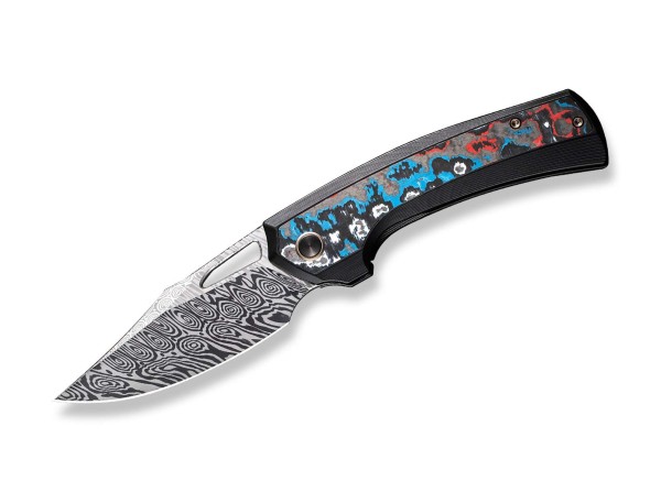 WE Knife Nefaris Ltd Titanium Black Nebula FAT CF Damascus Taschenmesser schwarz