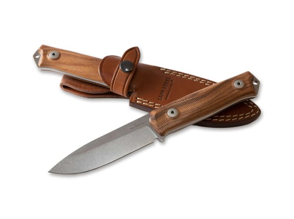 LionSteel B41 Bushcraft Santos Wood Feststehendes Messer braun