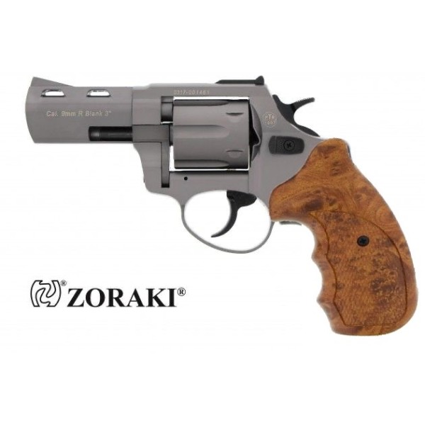 Zoraki R2 Schreckschuss Revolver 9 mm R.K 3 Zoll titan mit Holzoptikgriffschalen