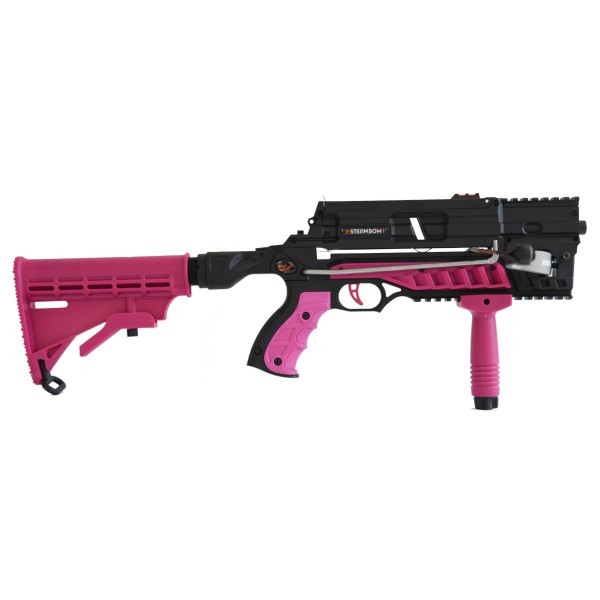 Set Steambow AR-6 Stinger II Tactical Pistolenarmbrust pink inkl. Stinger II Customizing Kit in schw