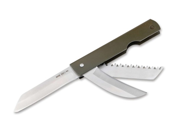 History Knife & Tool Japanese Army Pen Knife Saw & Hawkbill Taschenmesser grün