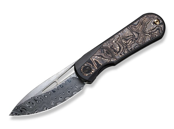 WE Knife Baloo Damascus Titanium CF Black Taschenmesser grau