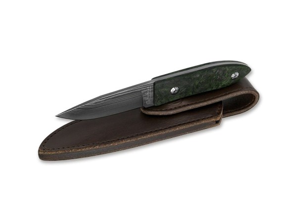 Maserin AM22 Damascus CF Green Feststehendes Messer