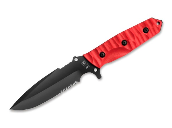 TB Outdoor Maraudeur G10 Textured Red Serrated Feststehendes Messer rot