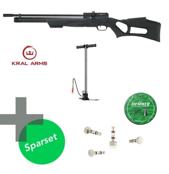 Kral Arms Puncher Serie NISH Pressluftgewehr 4,5 mm inkl. Handpumpe, 500 Diabolos und Exportkit