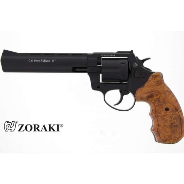 Zoraki R1 Schreckschuss Revolver 9 mm R.K. 6" schwarz mit Holzoptikgriffschalen