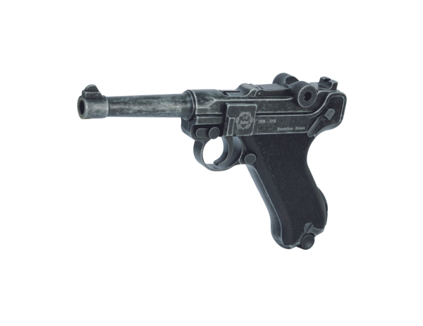 ME P08 Schreckschuss Pistole 9 mm P.A.K Jubiläumswaffe antik 110 Jahre mit schwarzem Holzgriff