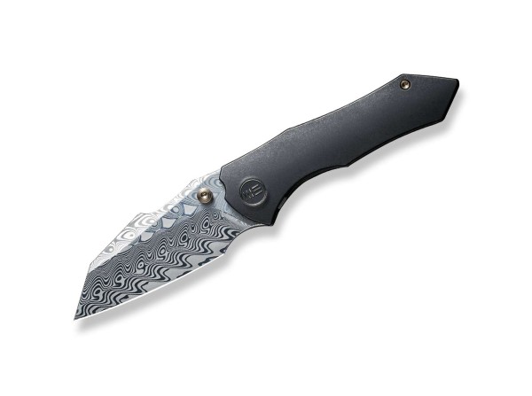 WE Knife High-Fin Titanium Black Hakkapella Damascus Taschenmesser schwarz