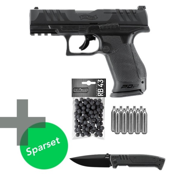 T4E Walther PDP Compact 4" Ram Kaliber .43 inkl. 100 Rubberballs, 10 x CO2 und Messer