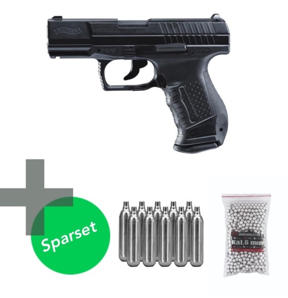 Walther P99 DAO CO2 Softair 6 mm BB inkl. 10 CO2 Kapseln und 1000 BBs