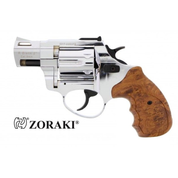 Zoraki R2 Schreckschuss Revolver 9 mm R.K. 2" chrom mit Holzoptikgriffschalen