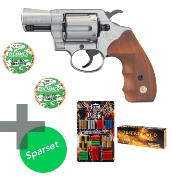 Silvester Set Colt Detective Special Schreckschuss Revolver inkl. 100 Schuss 9 mm R.K und 45 Effekte