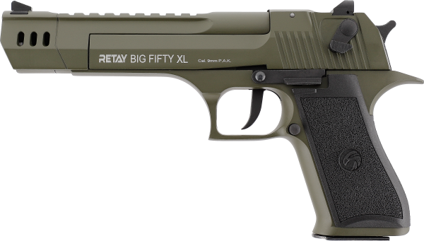 RETAY Big Fifty XL Schreckschuss Pistole 9 mm P.A.K Vollmetallausführung Oliv