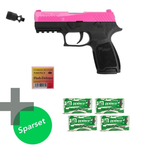 Silvester Set Sig Sauer P320 pink inkl. 200 Schuss PAK Munition und 10 Flash Defence