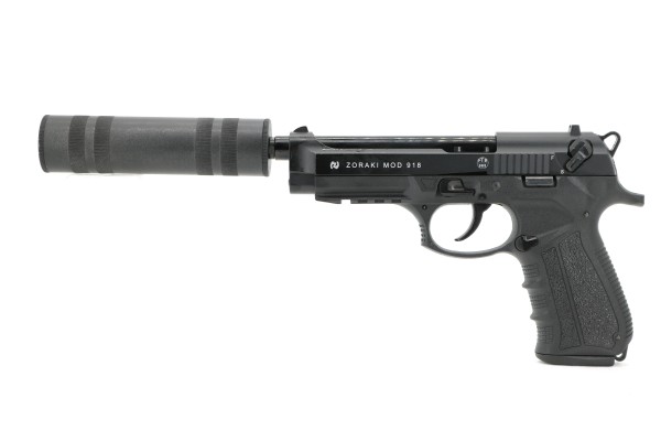 Zoraki 918 Schreckschuss Pistole 9 mm P.A.K. brüniert mit Schalldämpfer