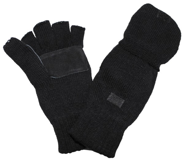 Strick-Handschuhe ohne Finger zugl. Fausthandschuh schwarz