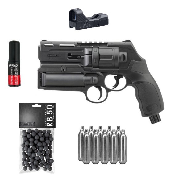 T4E HDR50 (TR50) Gen2 Revolver Ram Kaliber .50 + 100 Schuss Rubberballs + 10 CO2 Kapseln + Red Dot +