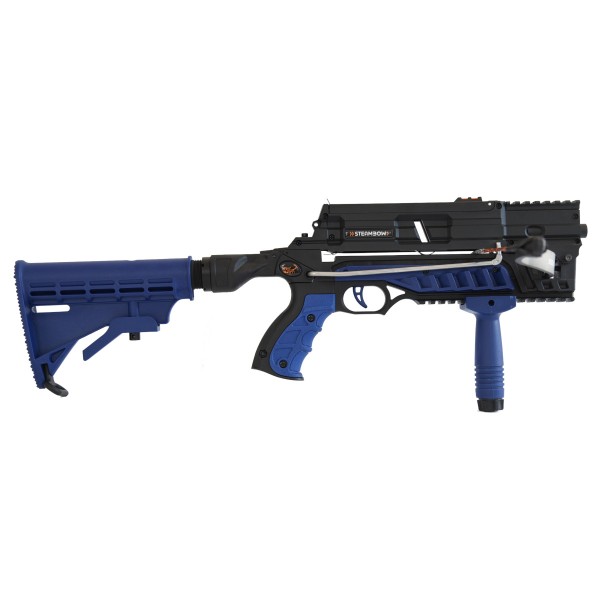Set Steambow AR-6 Stinger II Tactical Pistolenarmbrust blau inkl. Stinger II Customizing Kit in schw
