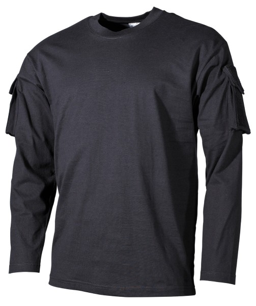 US Shirt langarm schwarz mit Ärmeltaschen